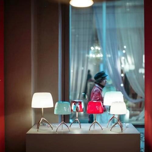 Italian table lamp study room bedside lamp reading light post-modern and simple all-copper glass desk lamp white red orange blue