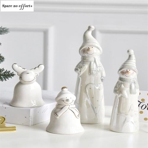 Ceramics Christmas Decorations for Home Pendants Navidad Christmas Tree Ornaments Hanging Doll Craft Santa Claus Decor Kids Gift