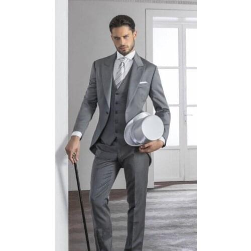 Costume Homme Long Tailor Made Wedding Prom Men Suit 3pieces( Jacket+Pant+Vest) Custom Made Mens Suits Mans Business Suits