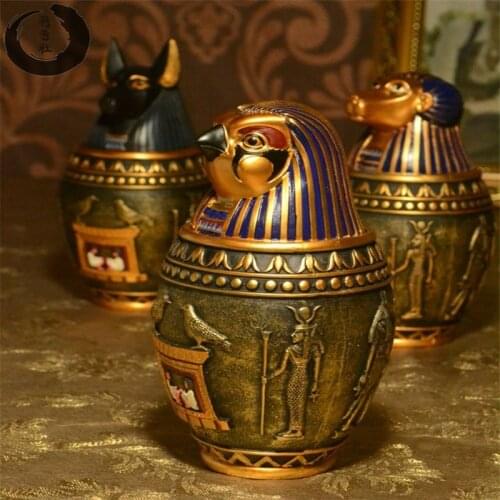 Creative Ancient Egypt Art&Craft Pharaoh Statue Gorilla Dog Storage Jar Eagle Retro Storage Home Wine Cabinet Decor M5428