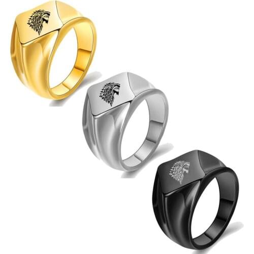 2021 Sale Fine jewelry jewelry Wolf head Stainless steel mens ring Crystal from Austrian Retro minimalism 3 Colors