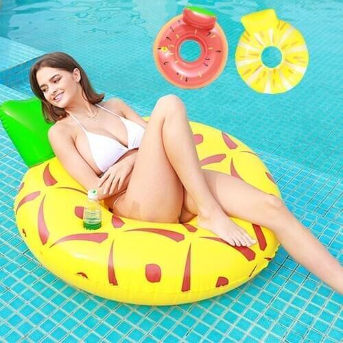 Swimming pool fruit print inflatable floating bed recliner summer fun swimming ring recliner family leisure swimming