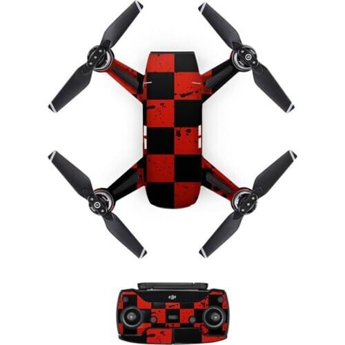 Block Style Decal PVC Skin Sticker For DJI Spark Drone + Remote Controllers + 3 Batteries Protection Film Cover