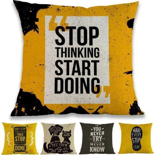 Positive Energy Motivation Quotes Letter Home Decoration Cushion Cover Sofa Room Office Chair Car Linen Cotton Throw Pillow Case