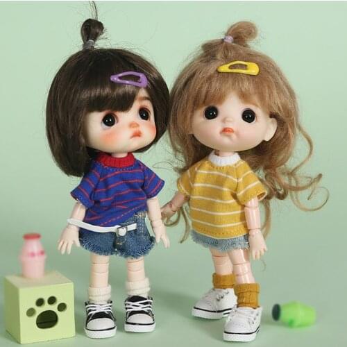 Ob11 baby dress striped short sleeve T-shirt Molly baby coat GSC plain body 1/8 1/12 BJD round doll clothes Doll accessories