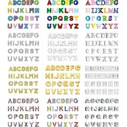 Wholesale 260pcs 8mm English Alphabet A-Z Rhinestone Slide Letters Charms DIY Accessories fit Wristband Pet Collar