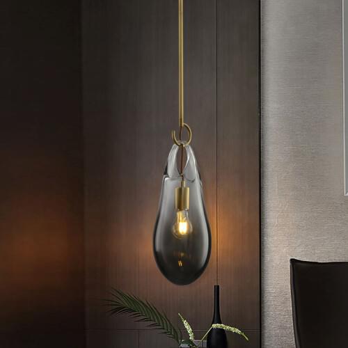 Copper Luxury LED Pendant Light Postmodern Bedroom Bedside Kitchen Island Glass Hanging Lamp E14 Bar Restaurant Cafe Art Fixture