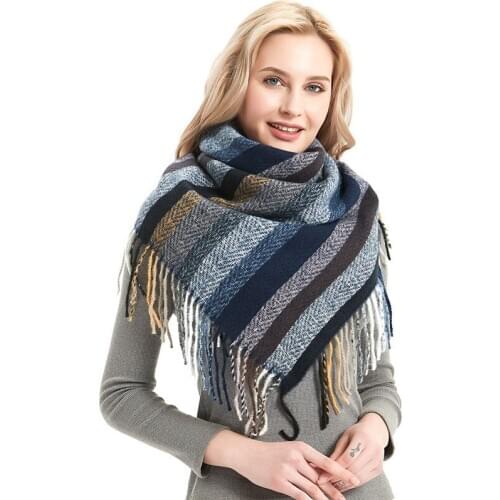 NEW fashion cashmere women plaid scarf winter warm shawl and wrap bandana pashmina long tassel female foulard thick blanket