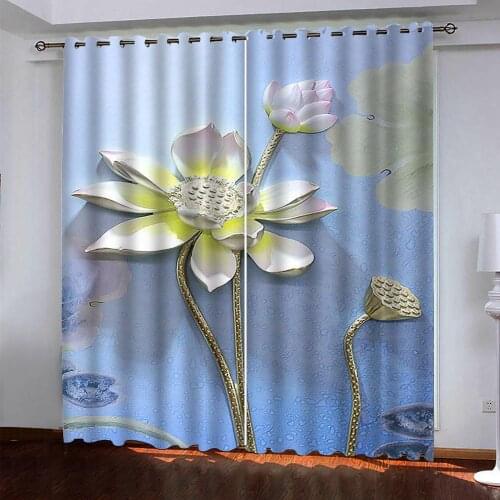 Blue blackout curtains louts curtains Customized 3d curtains new bay window balcony thickened windshield blackout curtains