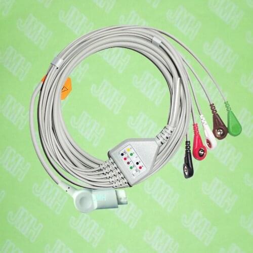 Compatible with PHILIPS(HP) ECG Machine, One-piece ECG cable and leadwires,5 Lead,Snap,AHA or IEC,HP 12PIN