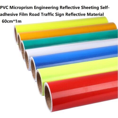 High visibility PVC Microprism Engineering Reflective Sheeting Self-adhesive Road Traffic Sign Material