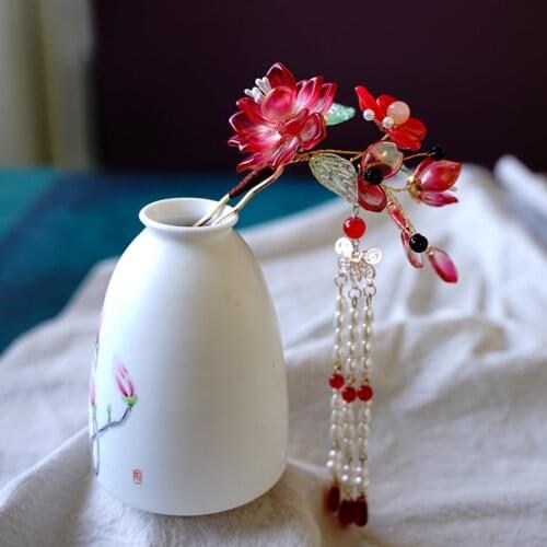 Original Design Blossom Flowers Tiaras Hairpins Handmade Hanfu Step Shake Tassel Hair Sticks Clips Barrettes Hair Accessories