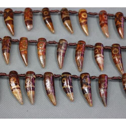 2strands/lot 15x25m Brown Teeth Tibetan Mystical Stone Dzi Necklaces, Tibetan Charms Slab Gems Stone Matte Turtleback Coin Beads