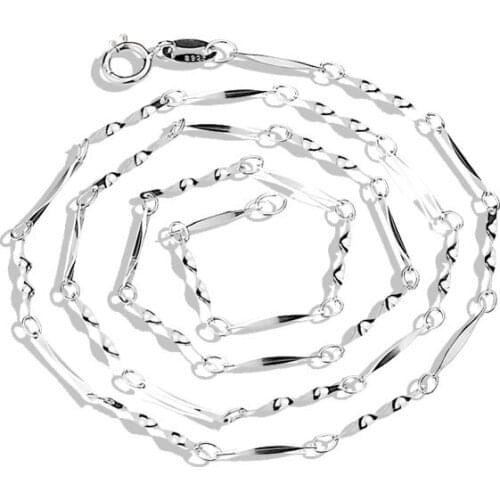 S925 Sterling Silver Plating Thick Gold Necklace Female Clavicle Necklace Simple Accessories Twist Piece Chain