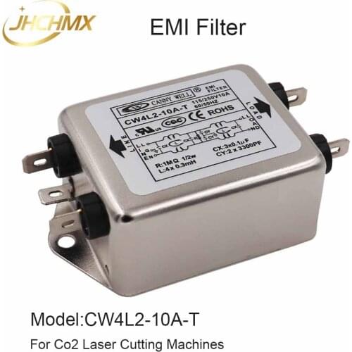 JHCHMX High Quality Power EMI Filter CW4L2-10A/15A/20A-T Single Phase AC 115V/250V 50/60HZ For Co2 Laser Cutting Machines