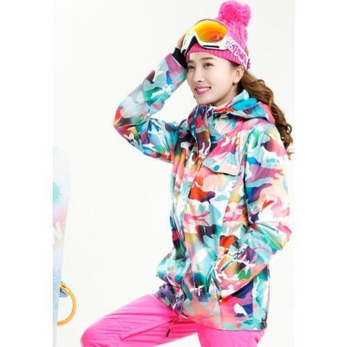 Womens Waterproof Thick Warm Camouflage Ski Jacket Female Riding Climbing Snowboarding Snow Parka Pink Skiwear Winter Outerwear