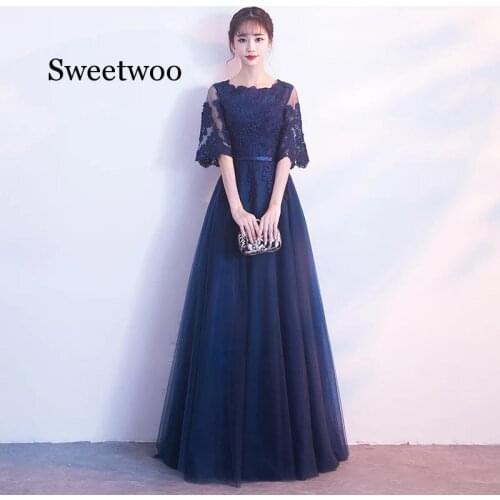 Women Lace A-Line Half Sleeve Tulle Elegant long dress Vestido de novia