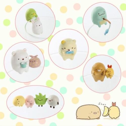 1 Set Cute Corner Creature Series Cup Edge Decoration White Bear Fried Shrimp Tempura Collection Model Figures Toys