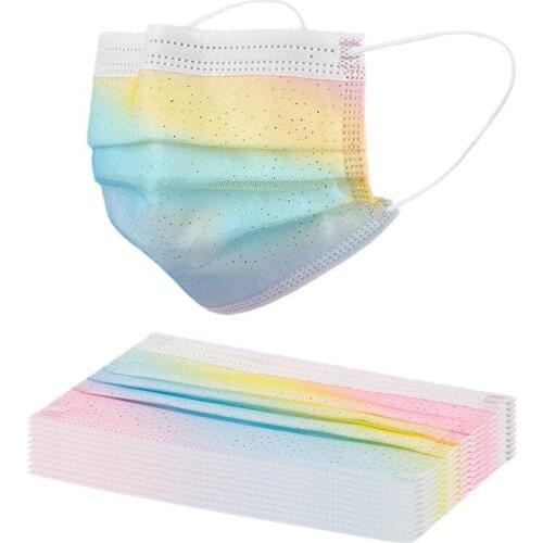 10pc Disposable Face Mask Rainbow Printing Breathable Facial Halloween Cosplay Mask 3 Layers Ply Non-woven Face Mask Mascarillas