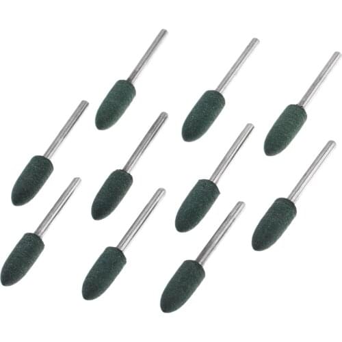 10x Bullet Rubber Grinding Head Metal Surface Buffing Polishing Mounted Point 6mm for dremel Rotary Tool 3mm Shank