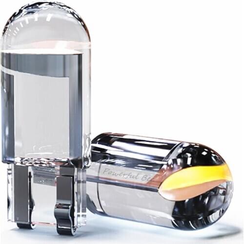 2x Transparent T10/w5w COB 0.5W DC12V motorcycle car LED door clearance license plate lights white amber red green pink ice blue