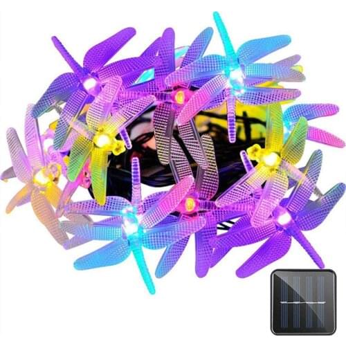 4M 20LED Solar Dragonfly Light String Waterproof Fairy Lights For Outdoor Garden Courtyard Christmas Wedding Party Holiday Home