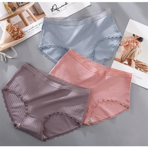 4XL Plus Large Size Cotton Panties for Plump Women Sexy Lace Solid Soft Seamless Female Underwear High Elasticity Breifs