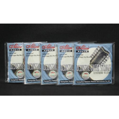 5 Set Alice A2012 Stainless Steel Coated Copper Alloy Wound 12-Strings Folk Acoustic Guitar Strings