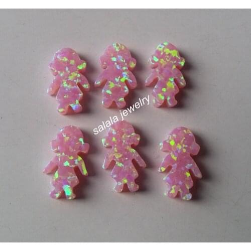 50 pc/lot OP08 Pink Girl & Children Opal 8.5x13mm Little Girl Opal Synthetic Boy Cabochon Fire Opal Stone for Necklace