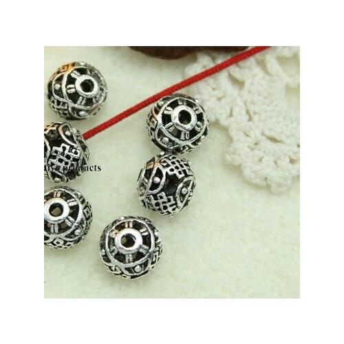 9mm 10pcs/lot Tibetan Silver Plum bead for bracelet Decorative Metal DIY Jewelry Alloy accessories