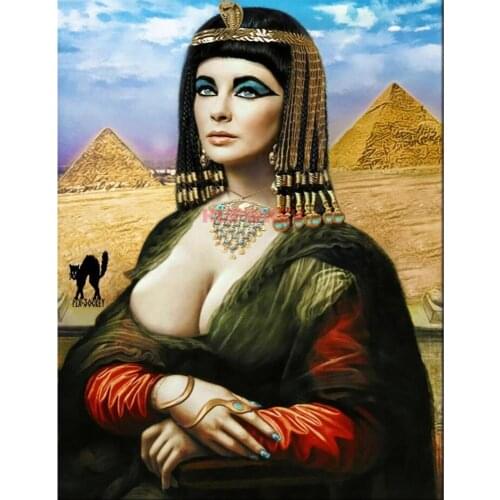 Yujohom 5D DIY Diamond Mosaic Egypt Queen Diamond Embroidery Full Square Drill Pyramid Portrait Crystal Diamond Art Living Room