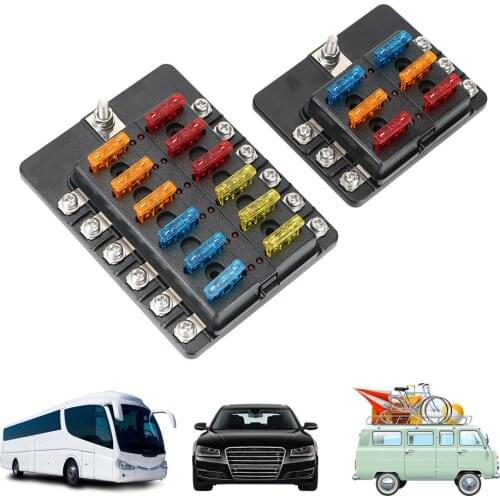 Plastic Cover Fuse Box Holder M5 Stud With LED Indicator Light For Auto Car Boat Marine 32V 100A 6 Ways 12 Ways Blade Fuse Block