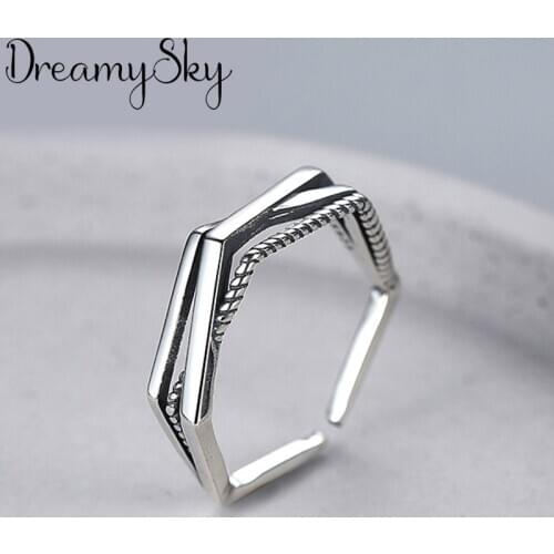 Charm Hexagon Finger Ring For Women Men Vintage Boho Knuckle Party Rings Punk Jewelry Girls Gift