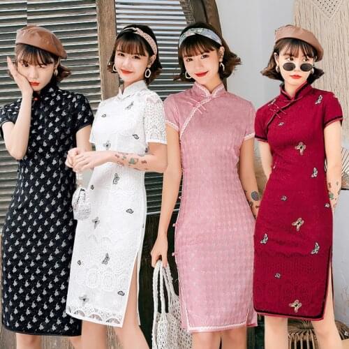 Women Sexy Elegant Lace Long Dress Chinese Style Retro Cheongsam Traditional Qipao Carnival Banquet Party Costumes Qipao Modern