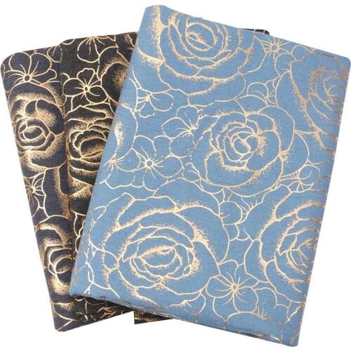 Denim Fabric By The Meter Golden Rose Pattern Denim For Sewing Clothes Dress DIY Material Handmade Craft Supplies 50*150cm/1PC