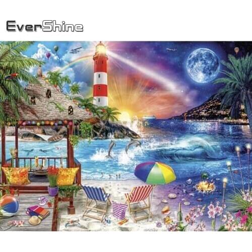 Evershine New Arrival Diamond Painting Lighthouse Mosaic Sale 5D DIY Diamond Embroidery Seaside Landscape Home Decorations