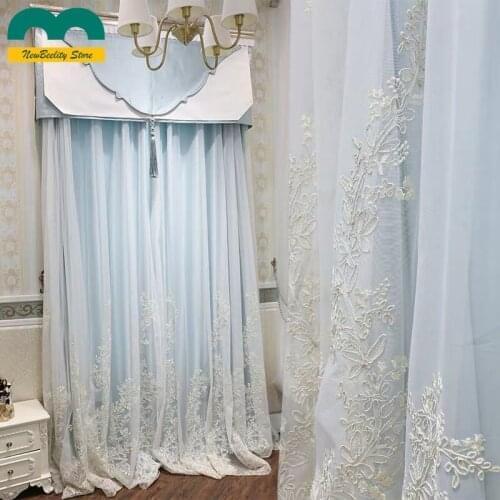 European Luxury Nordic Simple Tulle Princess Style Curtains Balcony Shading Tulle for Bedroom Living Room