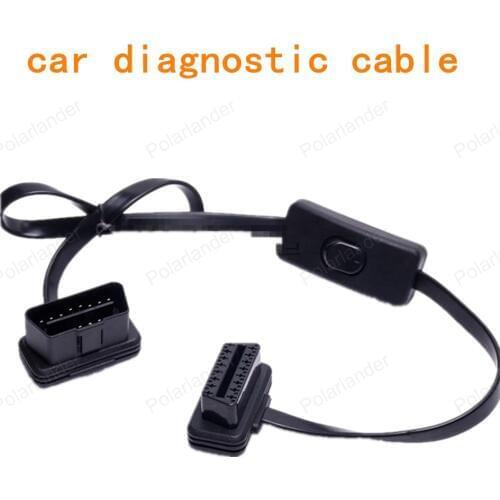 Hot sell OBD2 12-24V 60 cm car scanner cable Car Diagnostic Tool with switch OBD extension cable