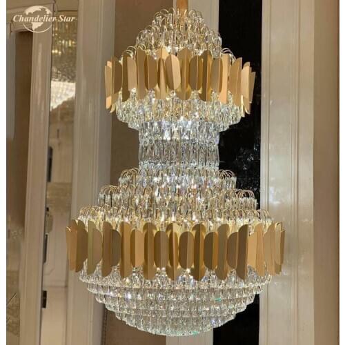 European Style Crystal Chandeliers Lighting Luxury Metal Gold LED Indoor Lamp for Bedroom Dining Room Living Room