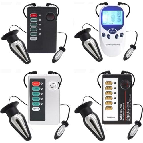 Electric Shock Pulse Anal Vaginal Plug Masturbator Electro Stimulator Man Prostate Massage Big Butt Plug SM Sex Toys For Men Gay