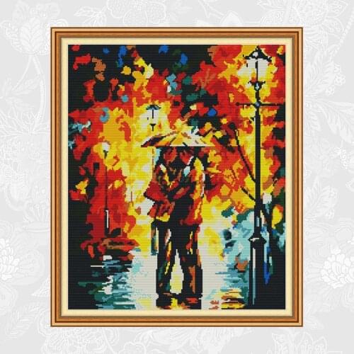 Joy sunday Cross Stitch Dark night Printed Aida Canvas 11ct 14ct Cross-stitch DIY Handwork Embroidery Needlework Crafts Sets