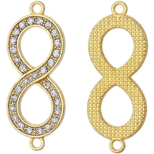 JunKang10pcs zircon metal connection symbol fashion jewelry making DIY bracelet necklace accessory double ring