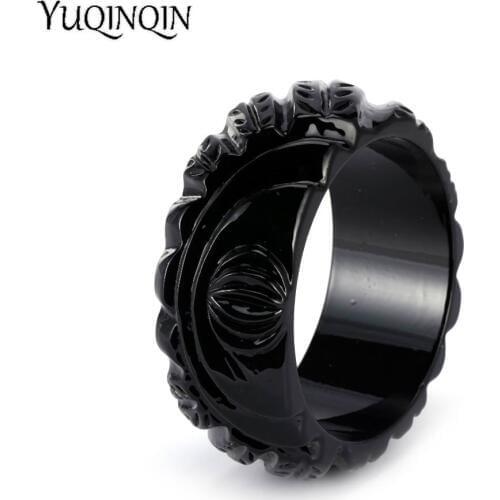 Classic Acrylic Cuff Engraved Fashion Bracelets Bangles for Women New Blue Wide Resin Bangles Vintage Simple Bracelet Jewelry