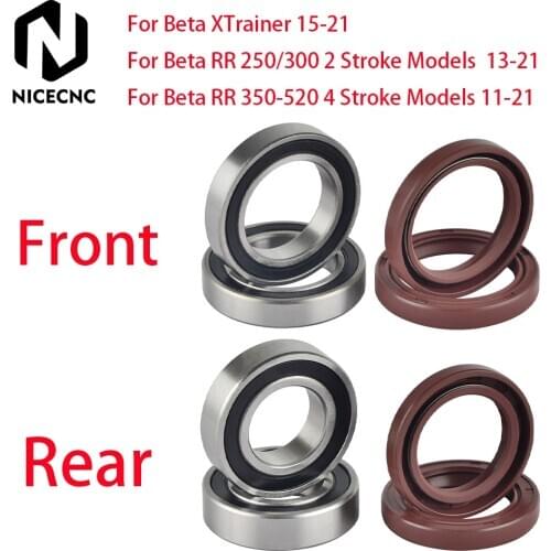 NICECNC Front Rear Wheel Bearing Seals Kit For Beta XTrainer 15-21 RR 250 300 2 Stroke 13-21 350-520 4 Stroke 11-21 2020 2019