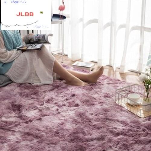 RULDGEE Tie-dye Carpet Shaggy Plush Floor Fluffy Printed Mats For KIDS Faux Fur Area Rug Living Room Mats Absorption Alfombra