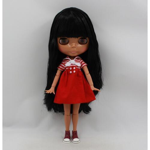 Joint body Nude blyth Doll,black skin black hair bbloe