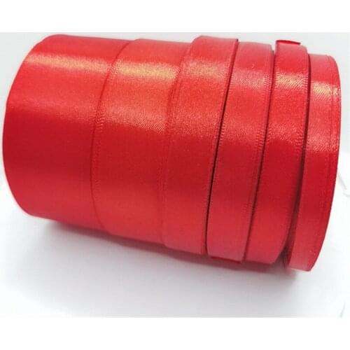 25Yard/Lot 6/10/15/ 20/ 25/40/50mm Red Satin Ribbons Christmas Wedding Party Decoration Birthday Halloween Gift Wrapping Ribbons