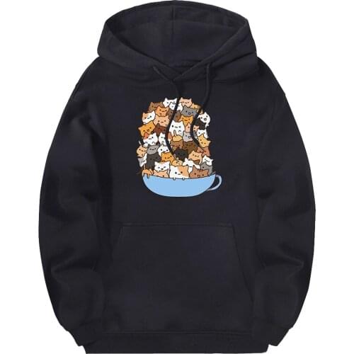 A bowl of cats Mans Sweatshirts Hooded Streetwear Fleece Tracksuits Fashion Clothes Full Sleeve Hoodies Breathable Moletom Homme