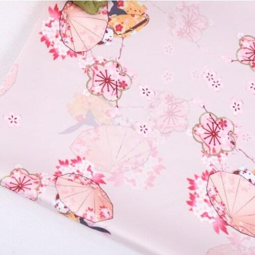Mylb Cartoon Printed Fabric Cherry Blossom Japanese Style for Dress Cloth Tailoring Accessories