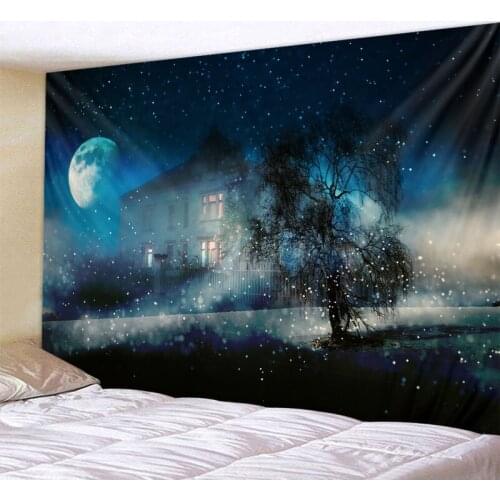 Starry sky forest wall hanging tapestry dream home art background cloth bohemian room decoration yoga mat big beach towel